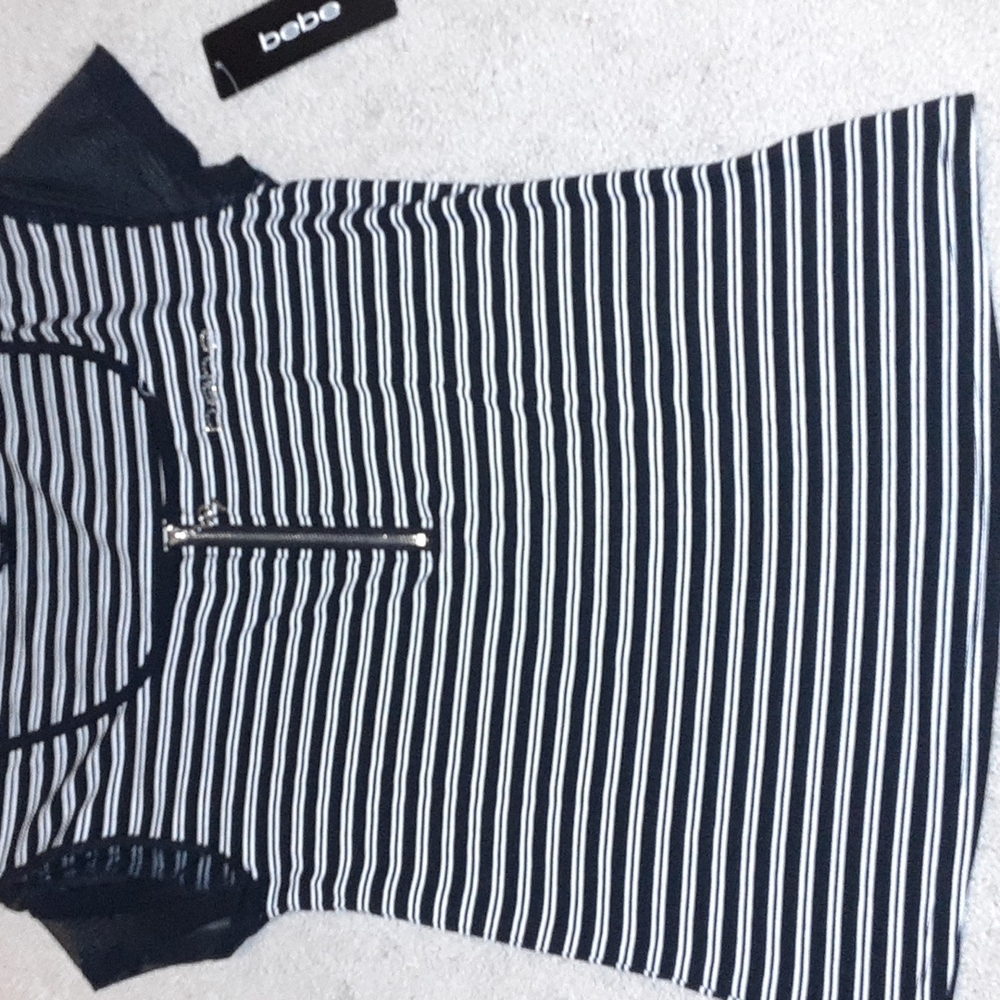 Stripped bebe top new w tag size large